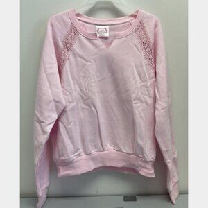 V Neck Stylish Sweatshirt w/Lace Inserts